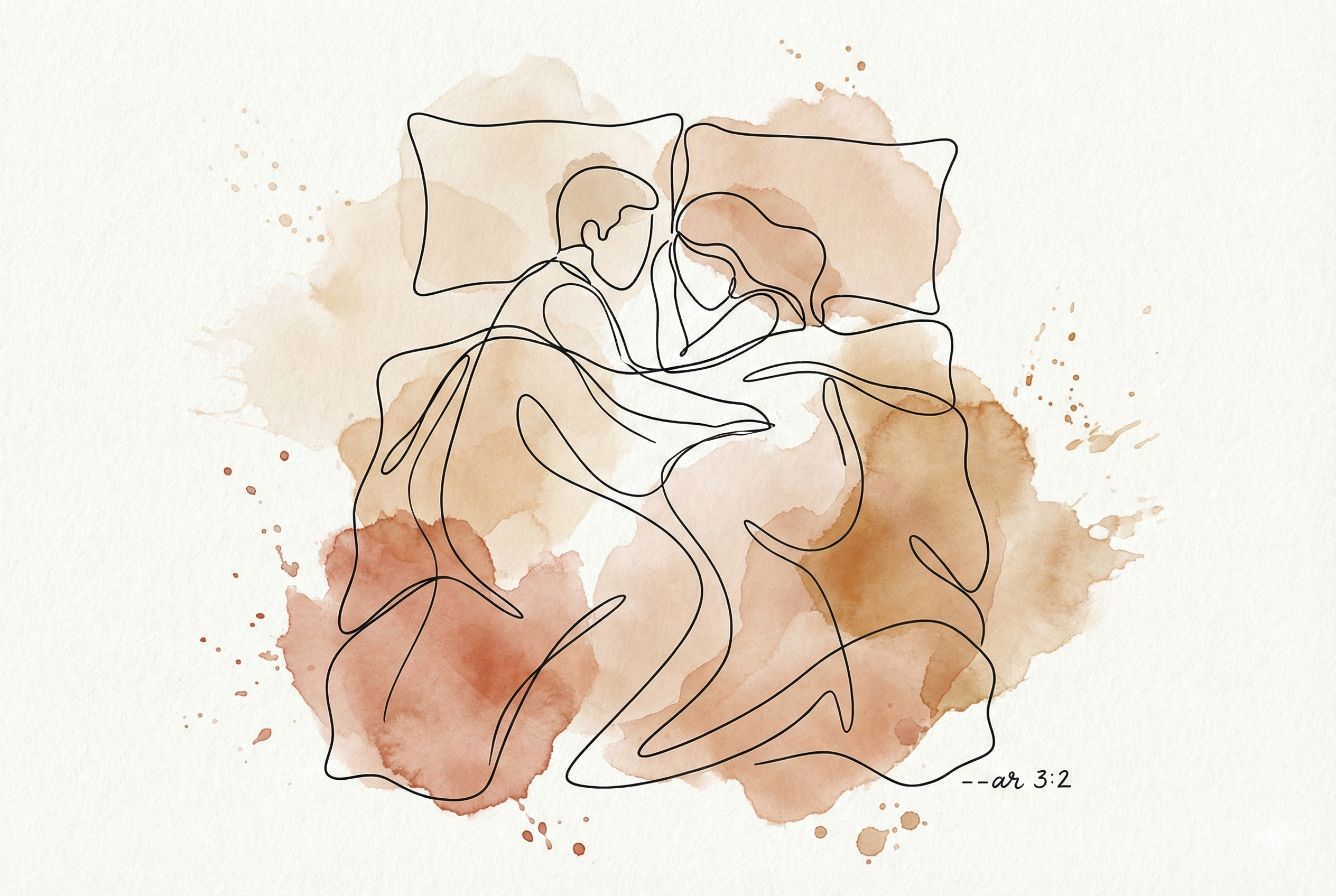 Two abstract figures under a warm blanket, symbolizing comfort and aftercare